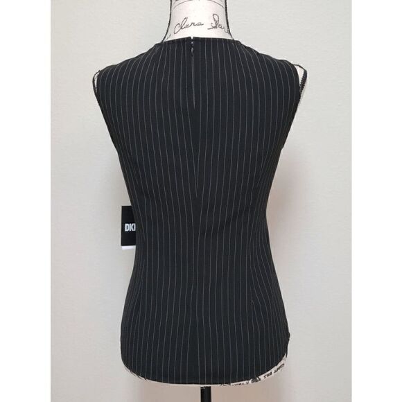 DKNY Pinstripe Sleeveless Twist-Front Business Top SIZE L MSRP $69 NEW WITH TAGS - Picture 7 of 12